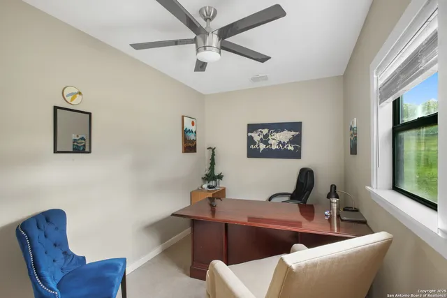 an aerial view of a house