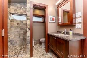 16 Sahler Mill Road Olivebridge, NY 12461 - Photo 49 of 50 a bathroom with a granite countertop sink a toilet and a mirror