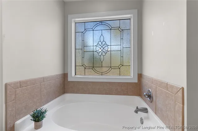 a bathroom with a tub