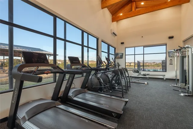 a view of a room with gym equipment