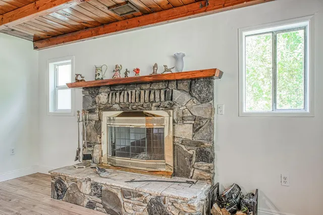 a view of a fireplace in a room