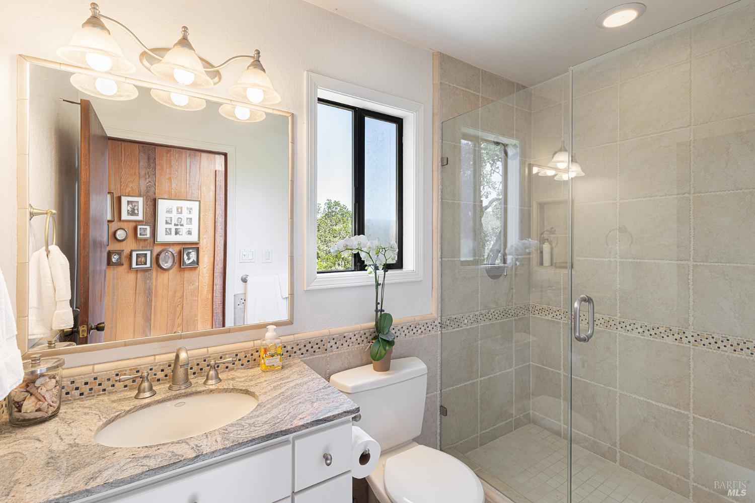 2231 First Avenue Napa, CA 94558 - Photo 25 of 64 a bathroom with a sink a toilet and shower