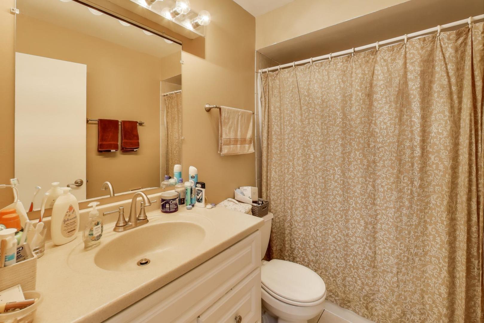1407 Wilson Avenue Wheaton, IL 60189 - Photo 18 of 31 a bathroom with a sink a toilet and shower curtain