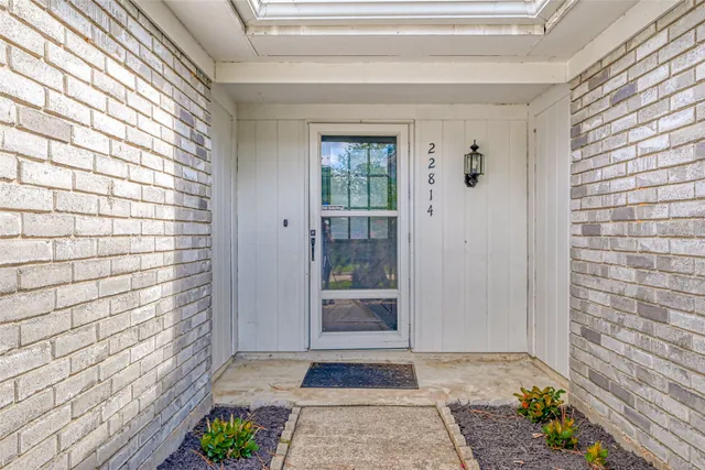 a view of wooden door
