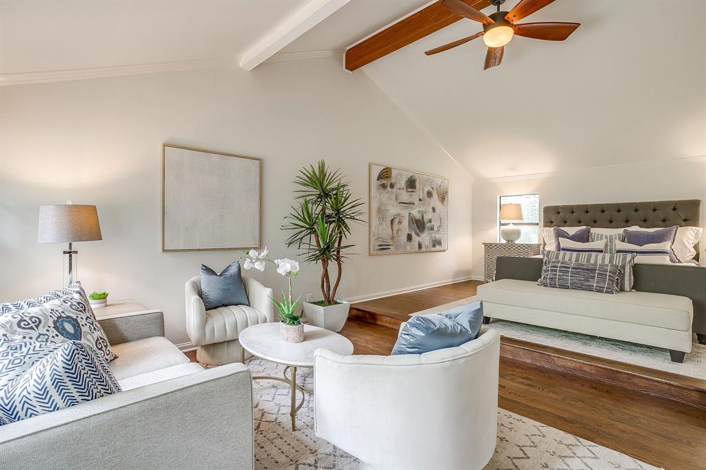 624 Edgefield Road Fort Worth, TX 76107 - Photo 32 of 37 a living room with furniture and a wooden floor