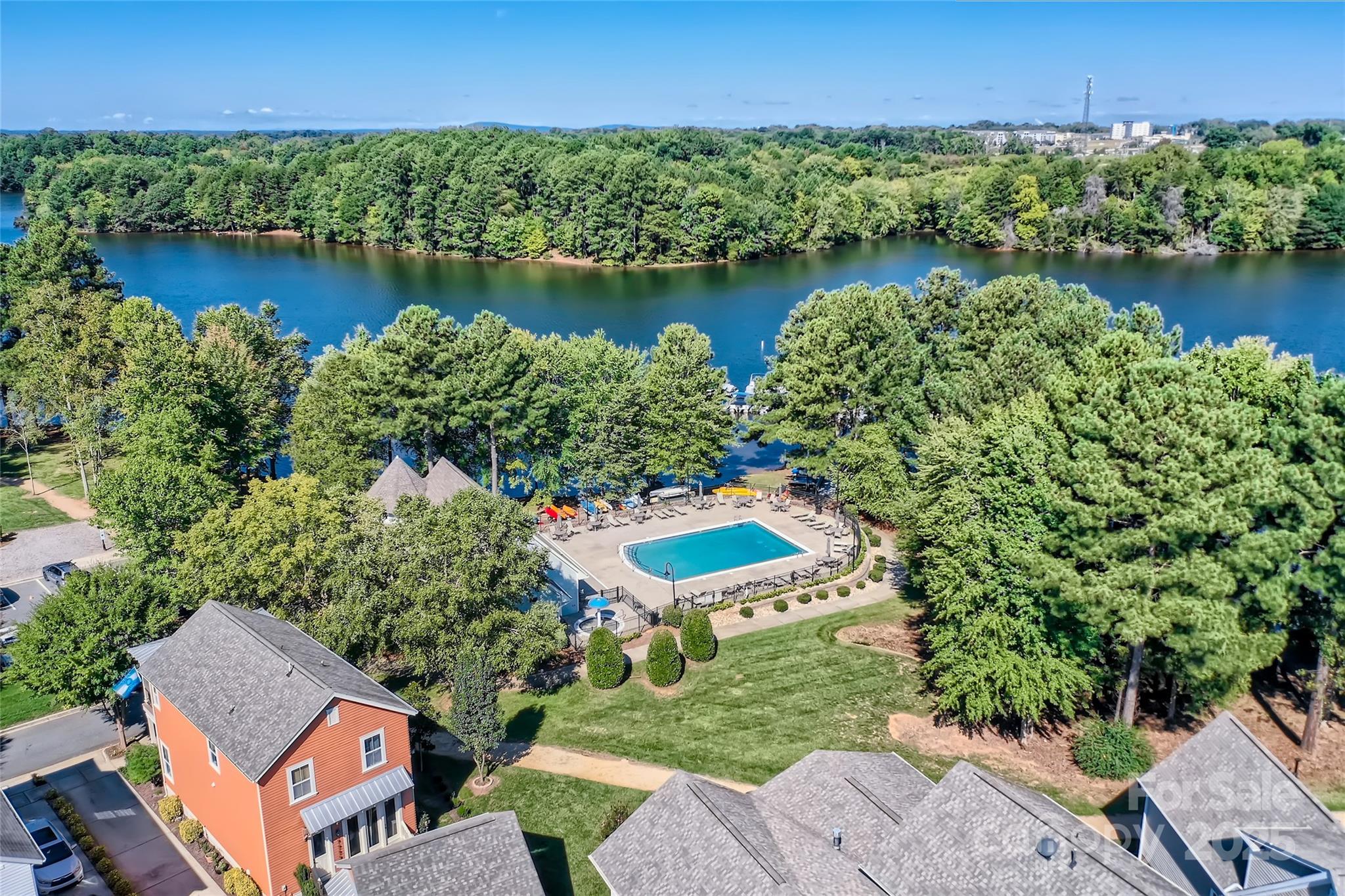 275 Bridges Farm Road Mooresville, NC 28115 - Photo 33 of 48 an aerial view of a house with a garden and lake view