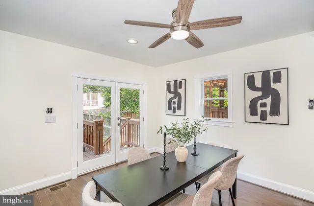 a dining room with window