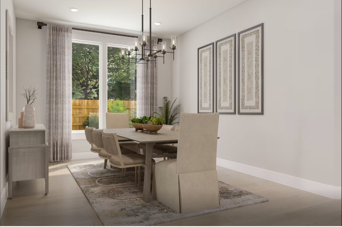2627 Goodman Ridge Drive Rosharon, TX 77583 - Photo 4 of 12 a view of a dining room with furniture window and wooden floor