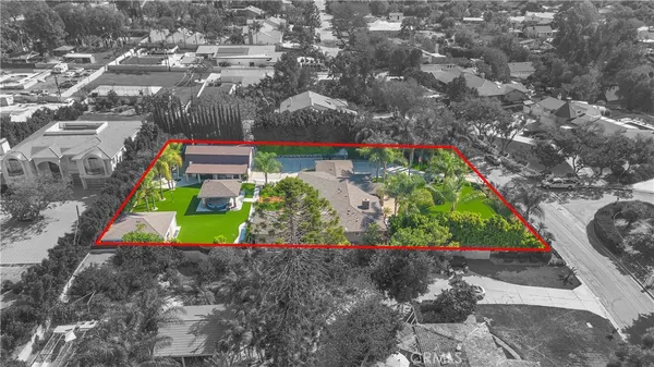 an aerial view of a house