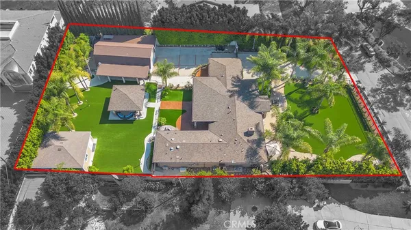 an aerial view of a house