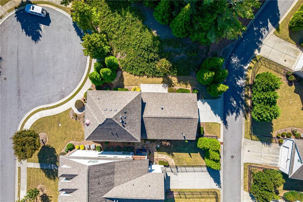 1040 Peyton View Court Alpharetta, GA 30004 - Photo 51 of 53 an aerial view of a house with a yard and potted plants