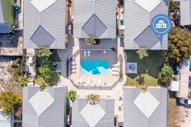 an aerial view of a house