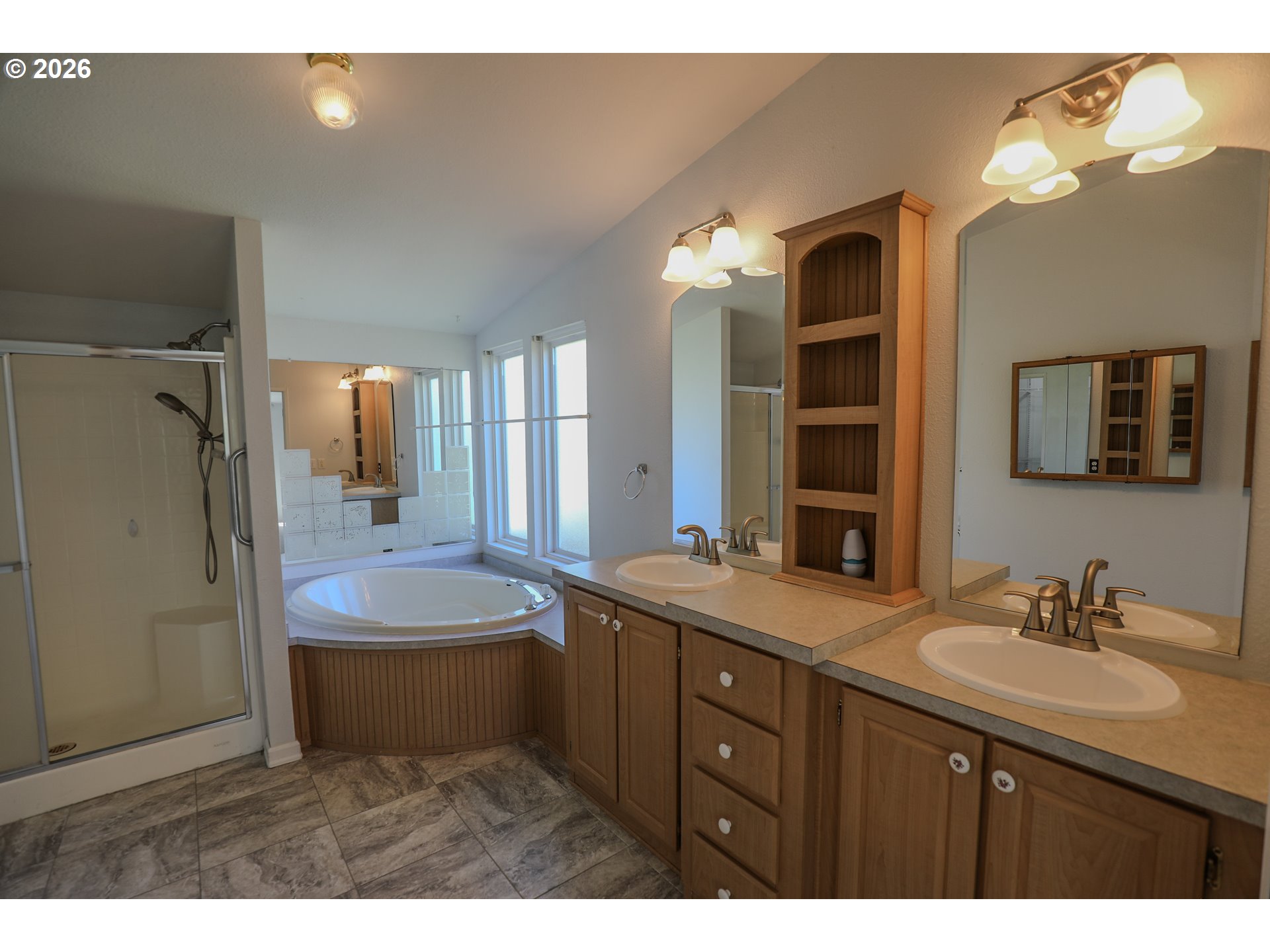 210 Northwest Timothy Avenue Winston, OR 97496 - Photo 20 of 48 a bathroom with a sink double vanity granite and a mirror