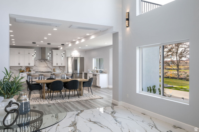 476 Spring Drive Toquerville, UT 84774 - Photo 13 of 95 Dining area with a high ceiling and recessed lighting