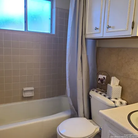 a bathroom with a toilet and a bathtub