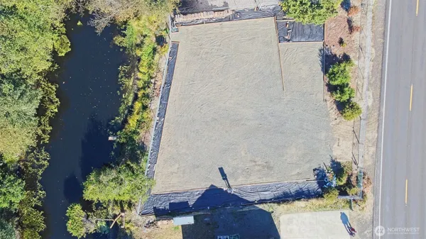 an aerial view of a house