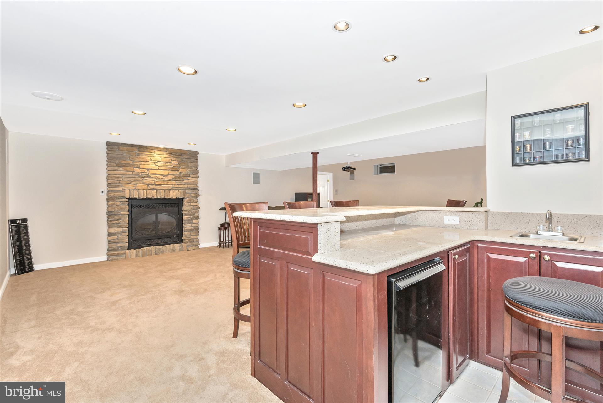 6090 Yorktown Road Mount Airy, MD 21771 - Photo 21 of 30 Rec Rm w Gas Fireplace, Wet Bar w Mini Fridge
