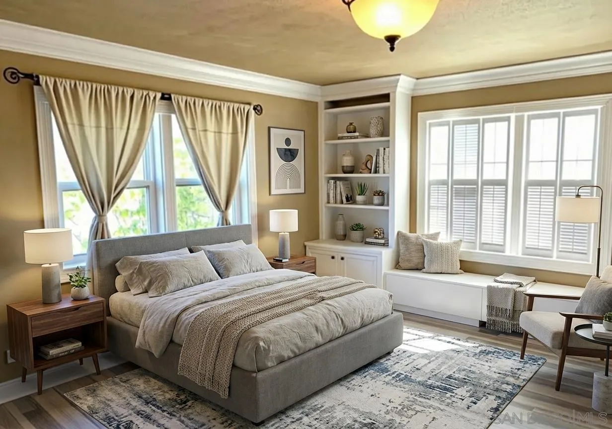 19901 Atkins Road Lodi, CA 95240 - Photo 23 of 27 a bedroom with a large bed and a couch next to a window