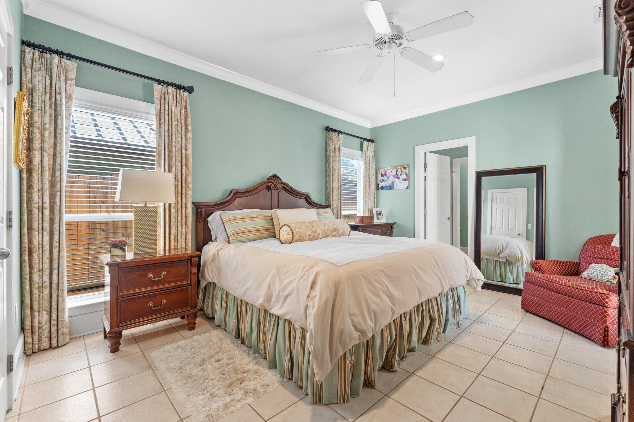 64 Spotted Dolphin Road Santa Rosa Beach, FL 32459 - Photo 20 of 43 a bedroom with a bed and ceiling fan