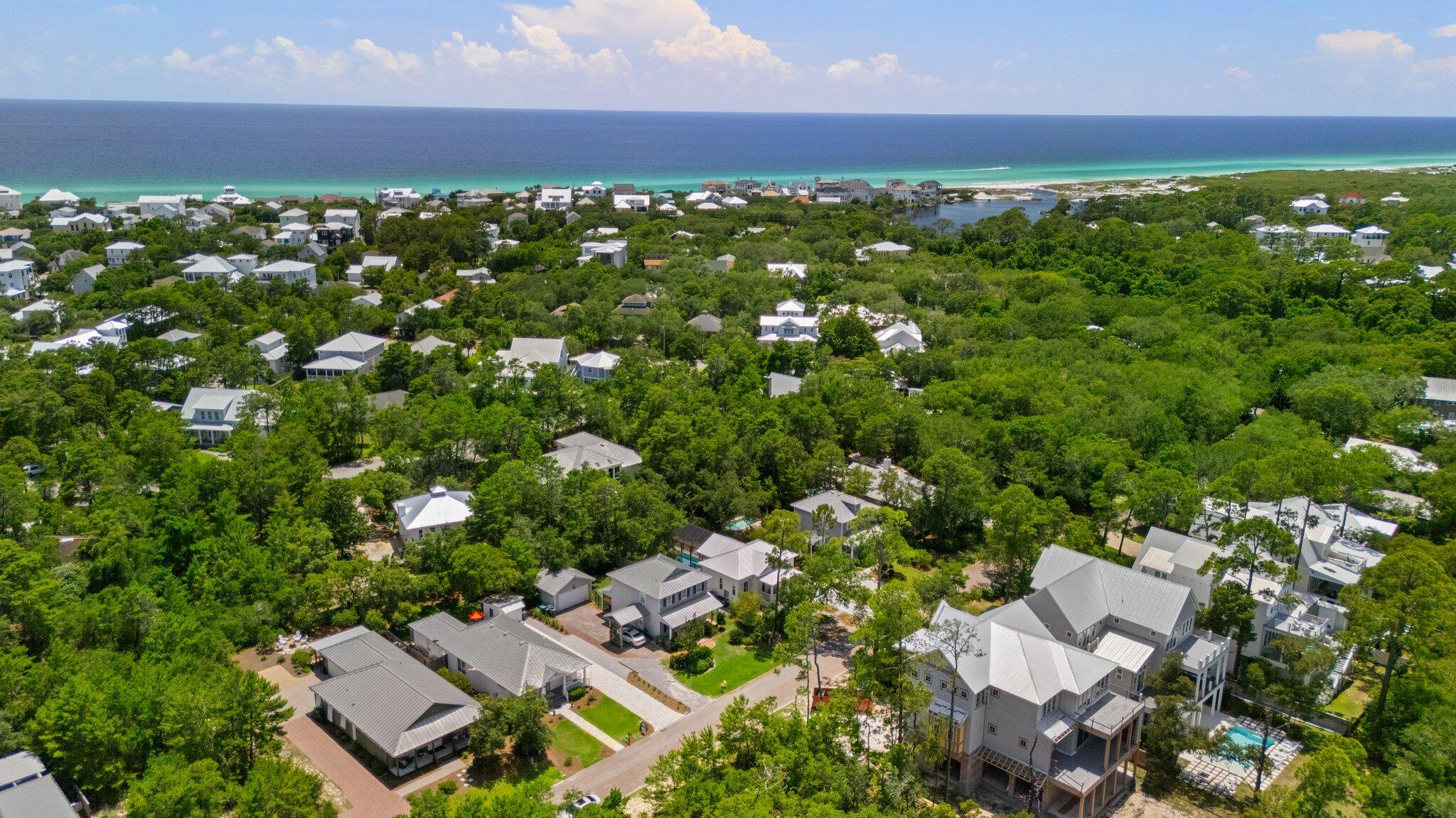 64 Spotted Dolphin Road Santa Rosa Beach, FL 32459 - Photo 41 of 43 an aerial view of residential houses with outdoor space and trees