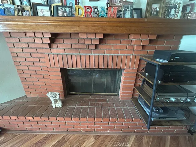 a living room with a fireplace