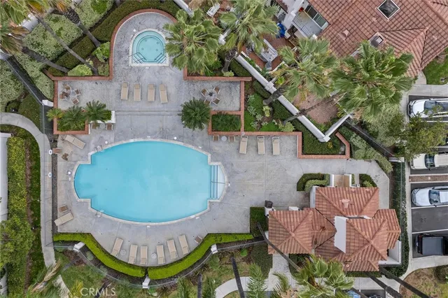 a view of a backyard with sitting area