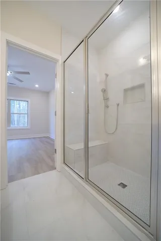 a bathroom with a shower