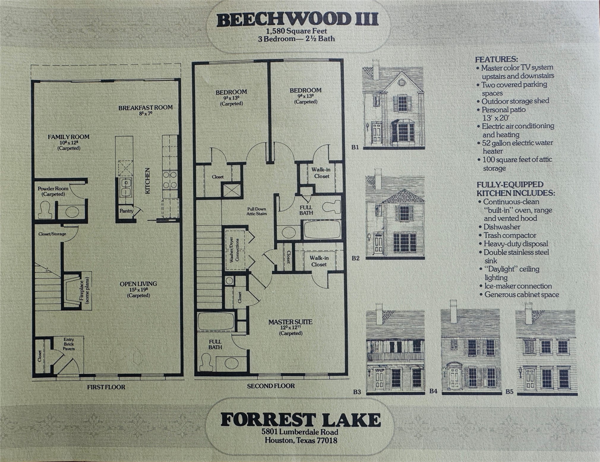 5800 Lumberdale Road, Unit 90 Houston, TX 77092 - Photo 39 of 39 This is a copy of the original model floorplan with the various front facade options from 1975.