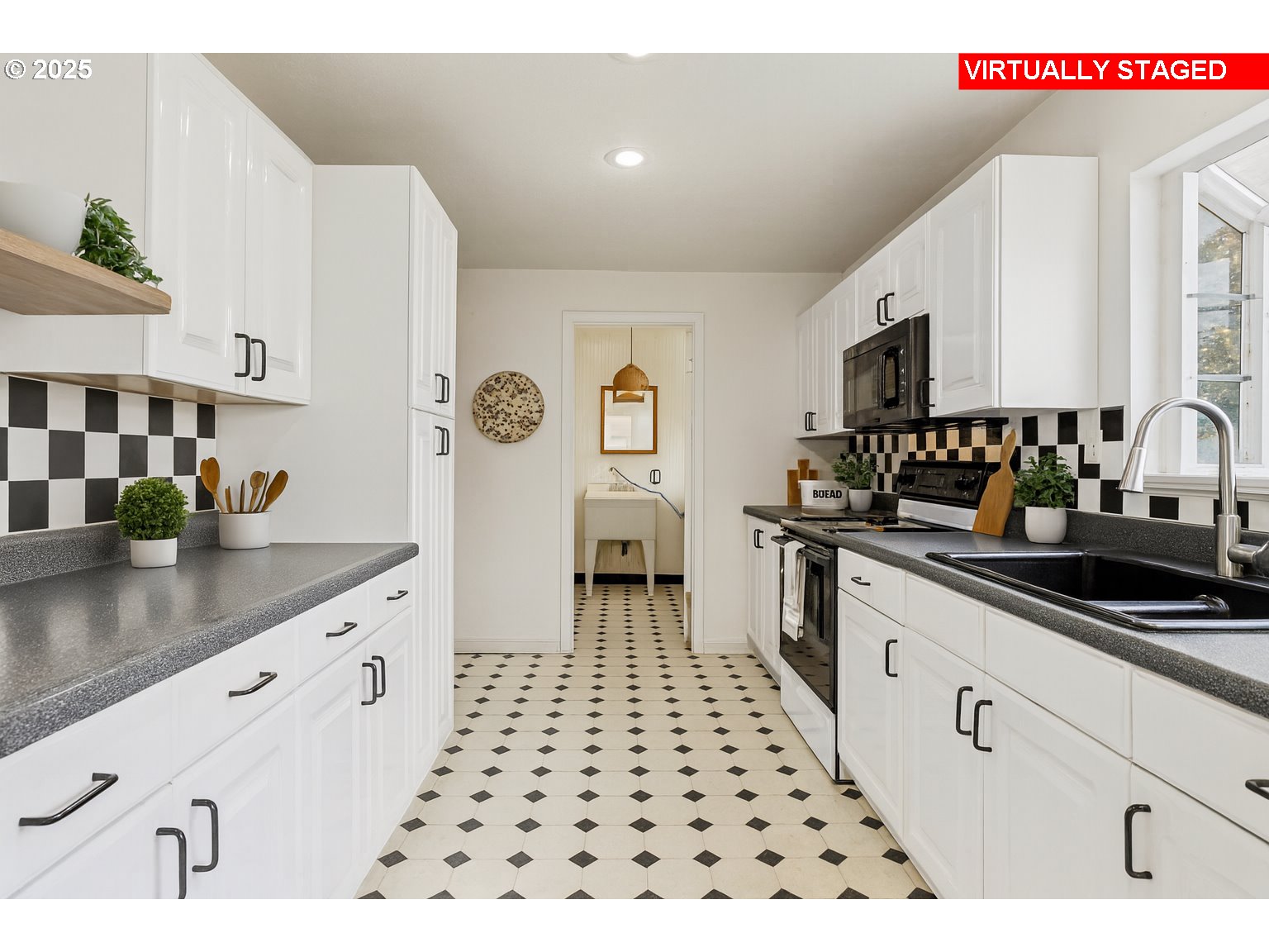 224 Northeast 92nd Place Portland, OR 97220 - Photo 15 of 43 a kitchen with granite countertop a sink and cabinets