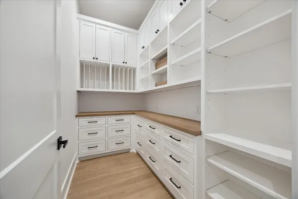 a view of an empty walk in closet