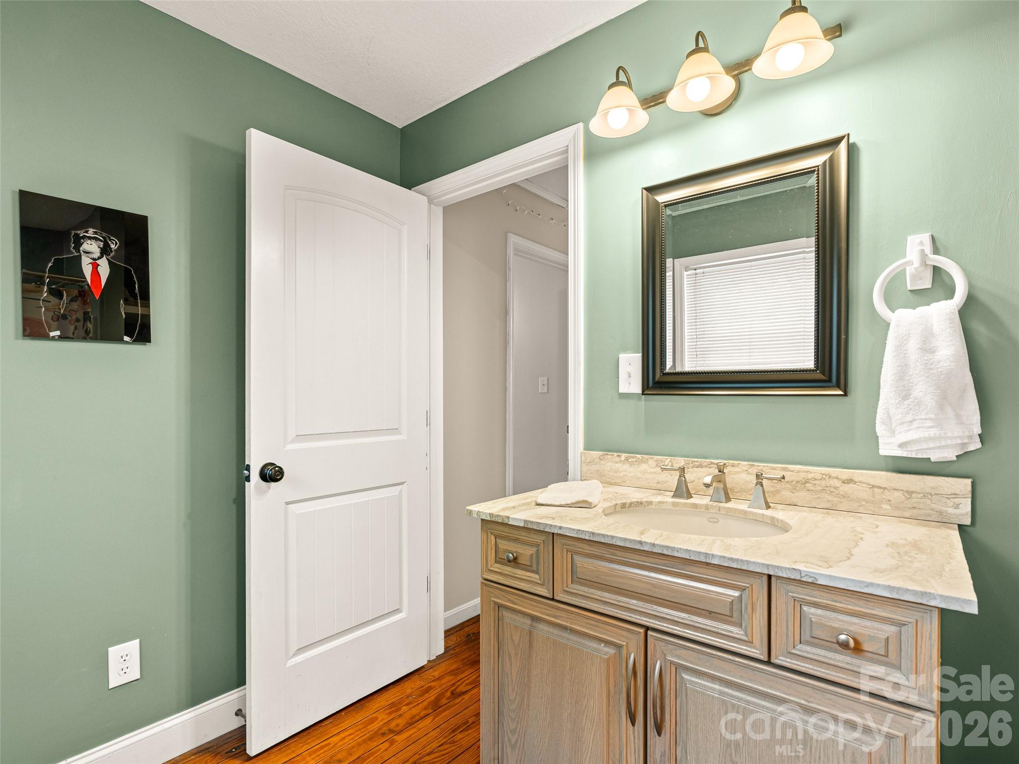 6 Nelson Road Hendersonville, NC 28791 - Photo 18 of 18 a bathroom with a sink vanity and mirror