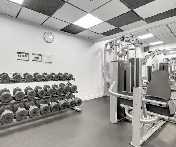 a view of a room with gym equipment