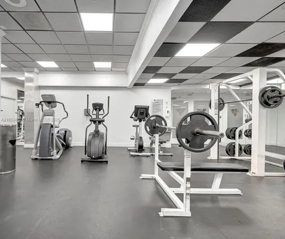 a view of a room with gym equipment
