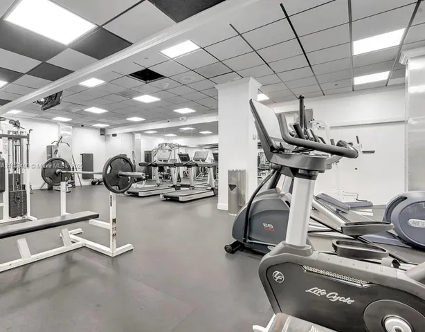 a view of a room with gym equipment