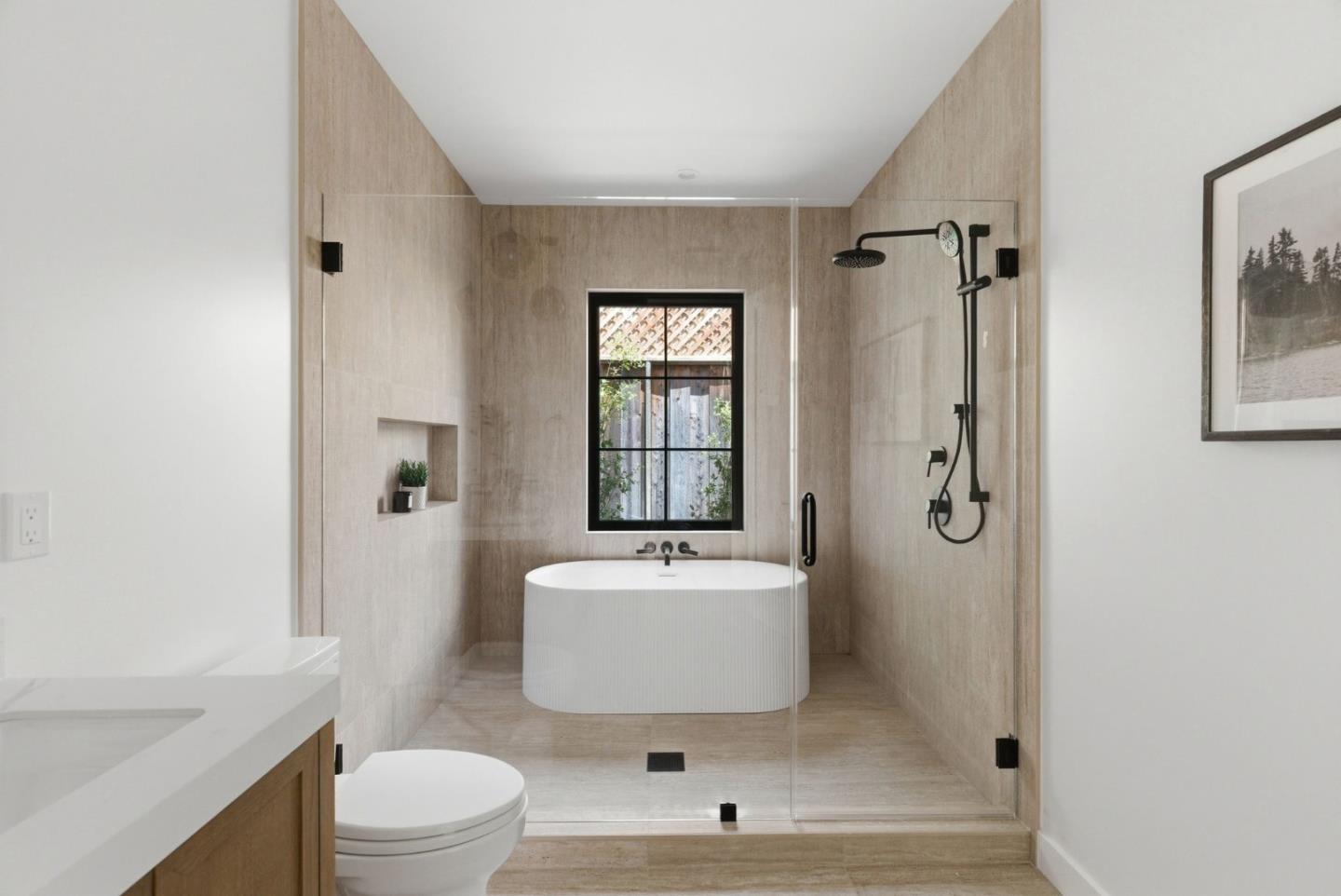 680 North San Antonio Road Los Altos, CA 94022 - Photo 11 of 19 a bathroom with a sink mirror toilet and shower