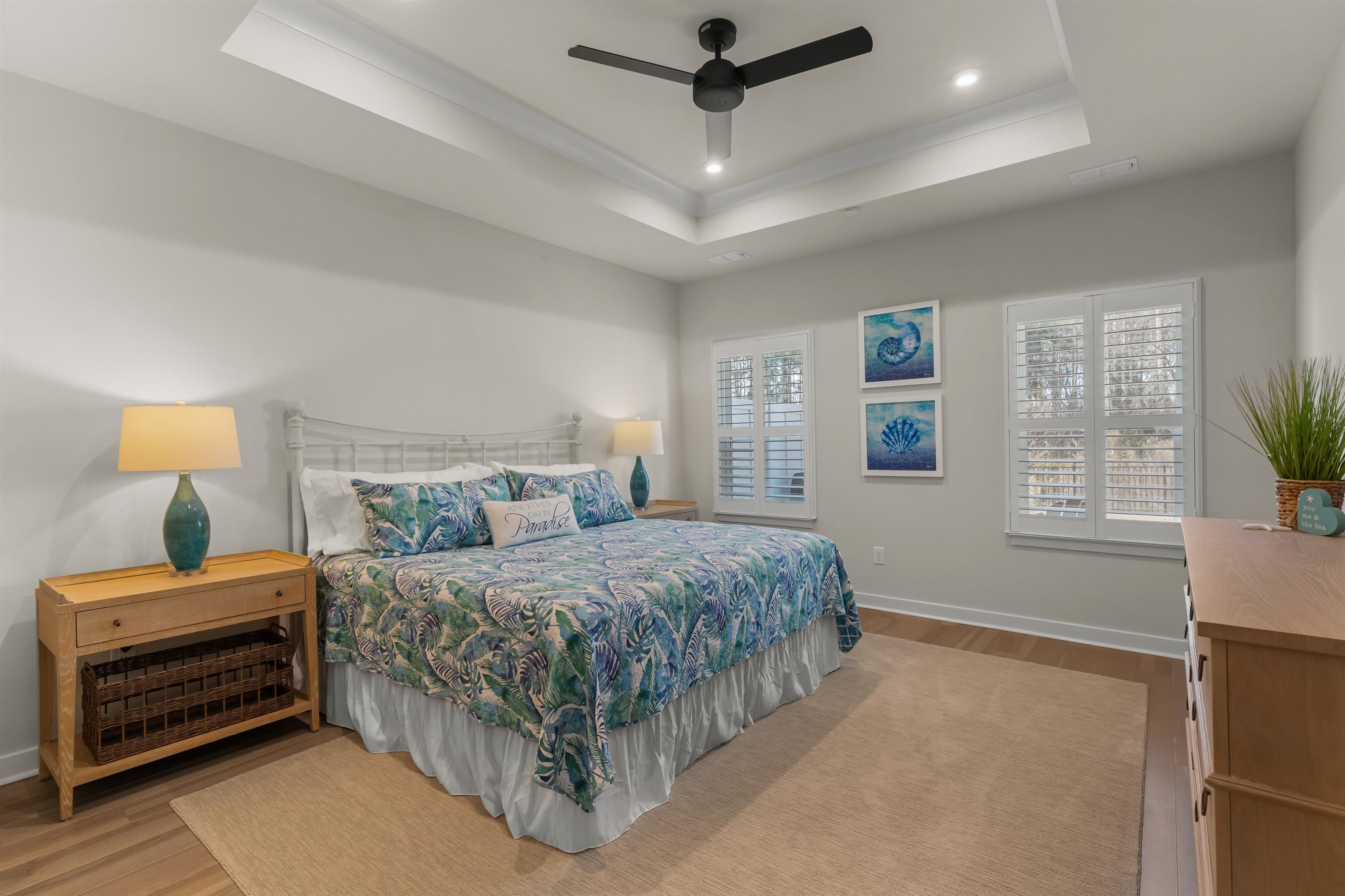 2519 Elowen Lane, Unit 9B Longs, SC 29568 - Photo 12 of 40 Bedroom featuring light wood-style floors, recessed lighting, a ceiling fan, and ornamental molding
