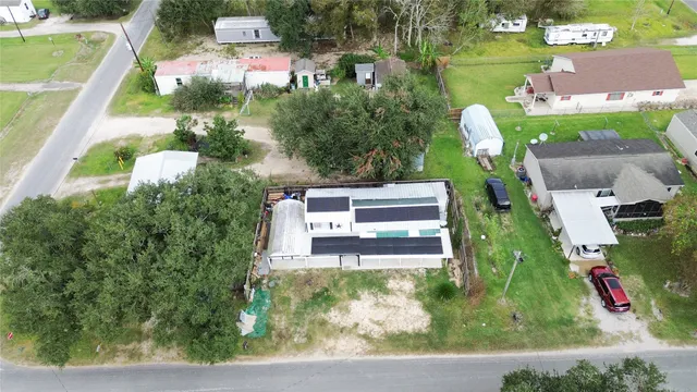 an aerial view of a house
