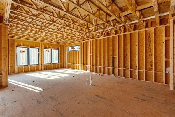 a view of a porch with wooden floor and stairs