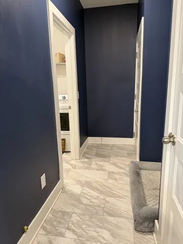 a bathroom with a bathtub