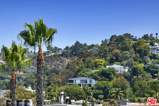 a city view with tall buildings