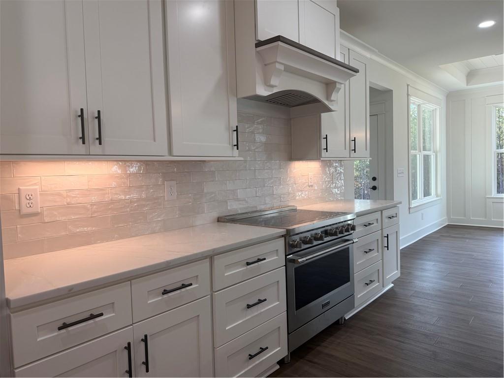 1723 Darby Road Waleska, GA 30183 - Photo 11 of 29 a kitchen with granite countertop white cabinets and white appliances