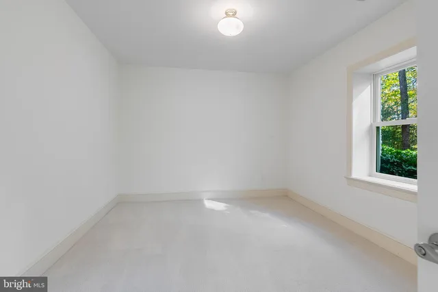 a view of a small space with a window