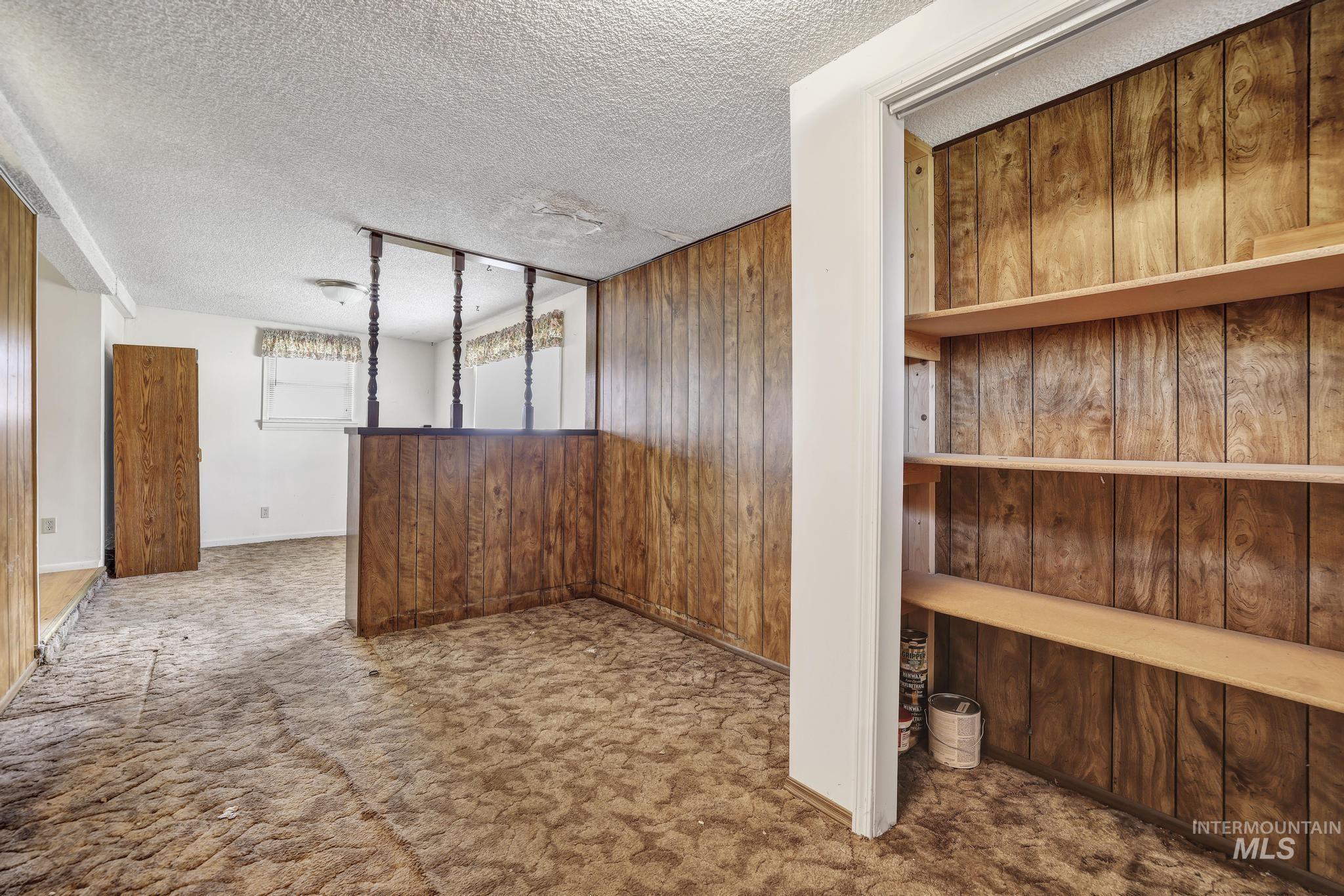 415 Adams Street Twin Falls, ID 83301 - Photo 15 of 20 Carpeted empty room featuring wooden walls and a textured ceiling