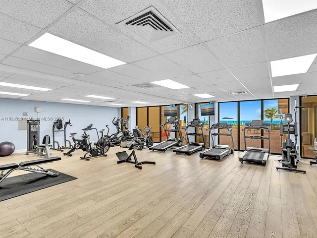 a view of a room with gym equipment