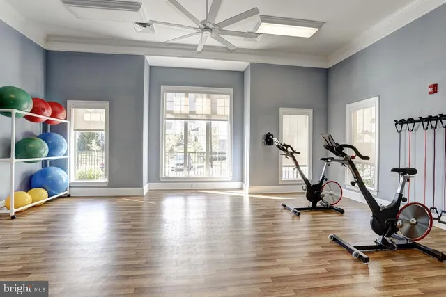 a view of a room with gym equipment