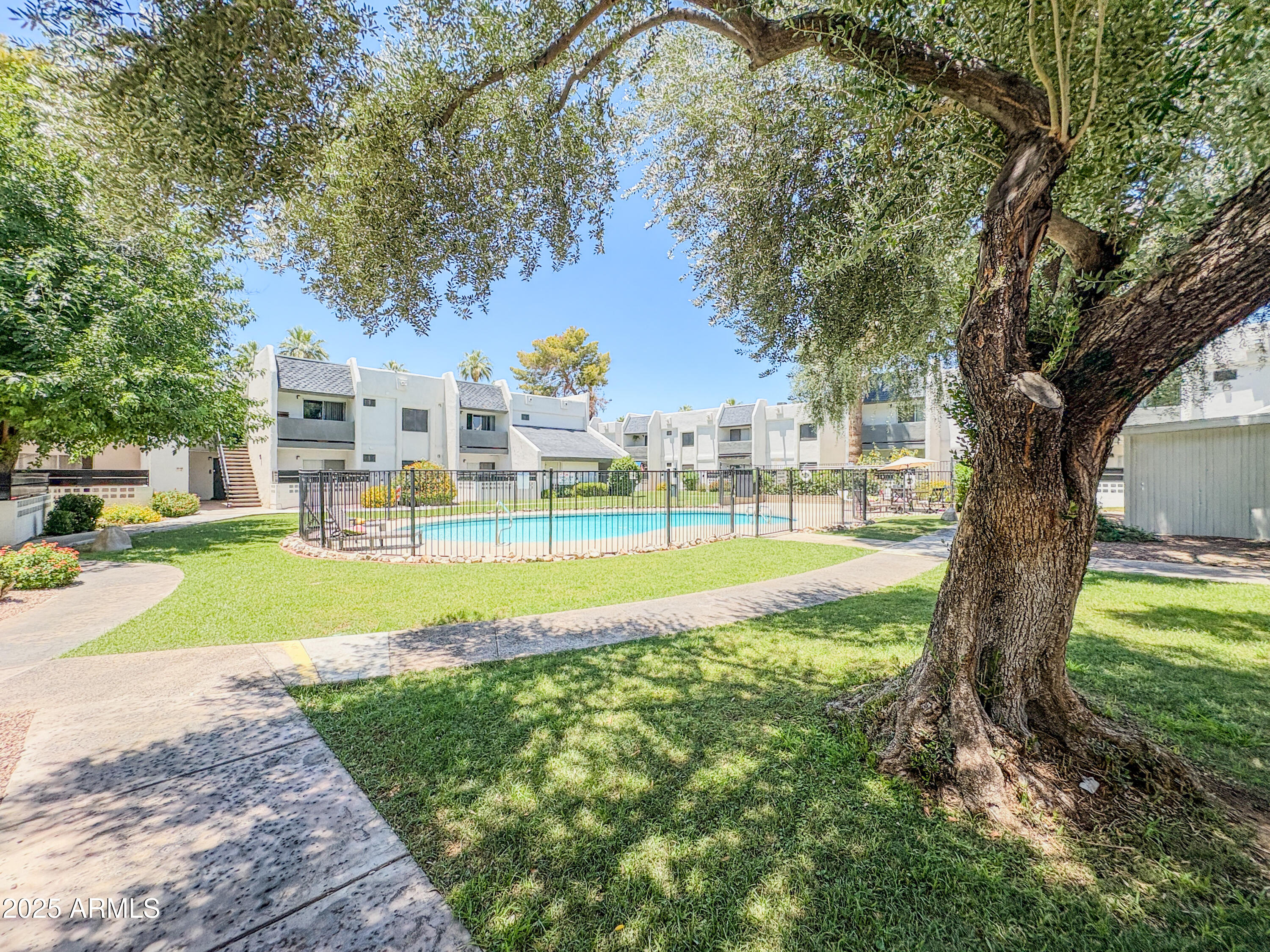 302 East Monte Vista Road, Unit D4 Phoenix, AZ 85004 - Photo 6 of 9 a view of backyard with swimming pool and outdoor seating