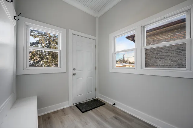 an empty room with windows