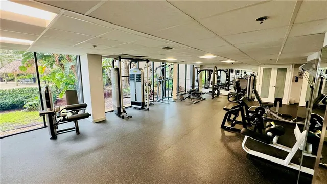 a view of a room with gym equipment