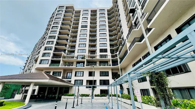 a front view of a multi story building