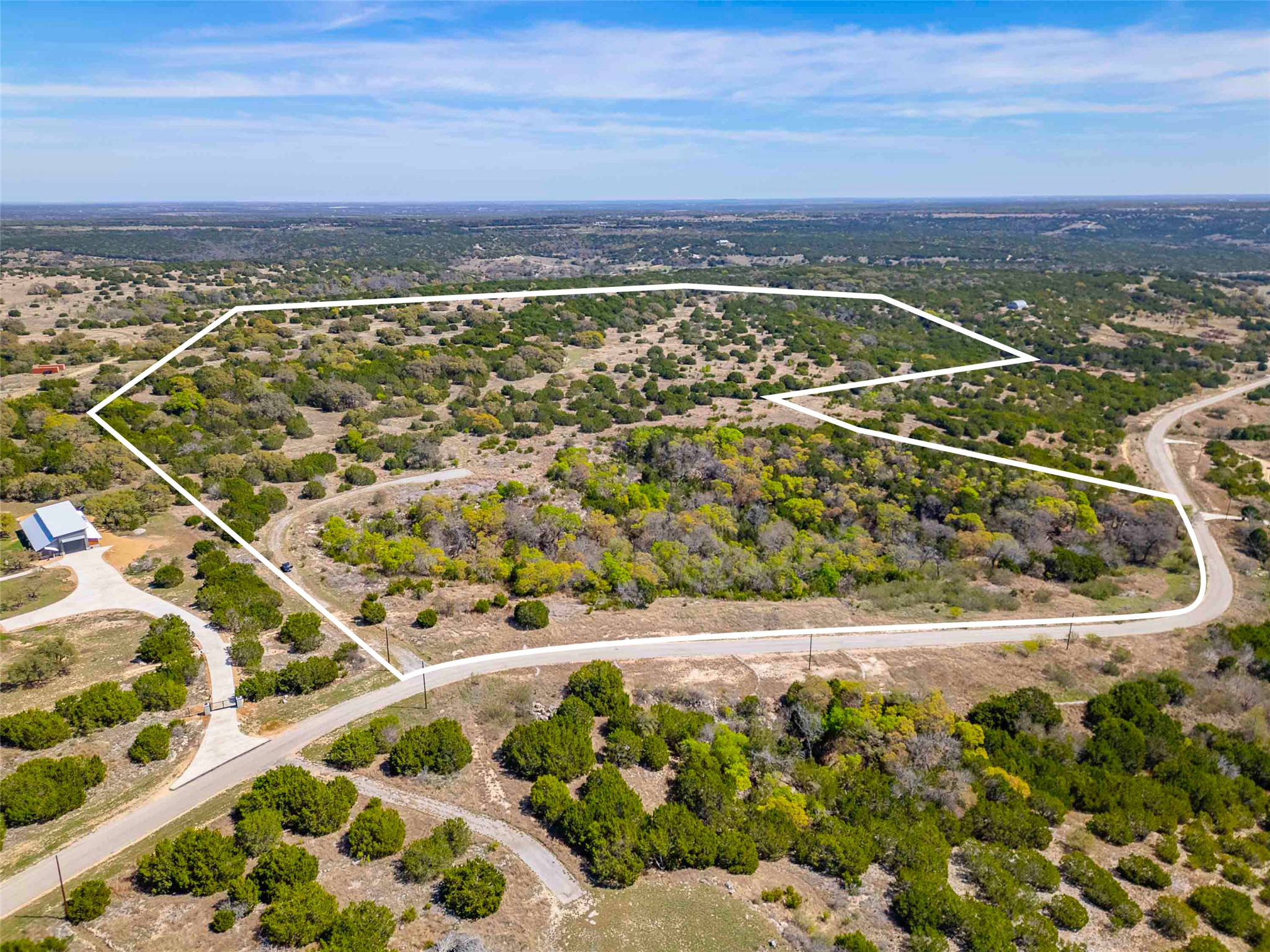 Tbd Saddle Ridge Drive Bertram, TX 78605 - Photo 40 of 40 Aerial view of property and and approximate boundaries of all acreage that is available totaling 65AC (incl lot 8)